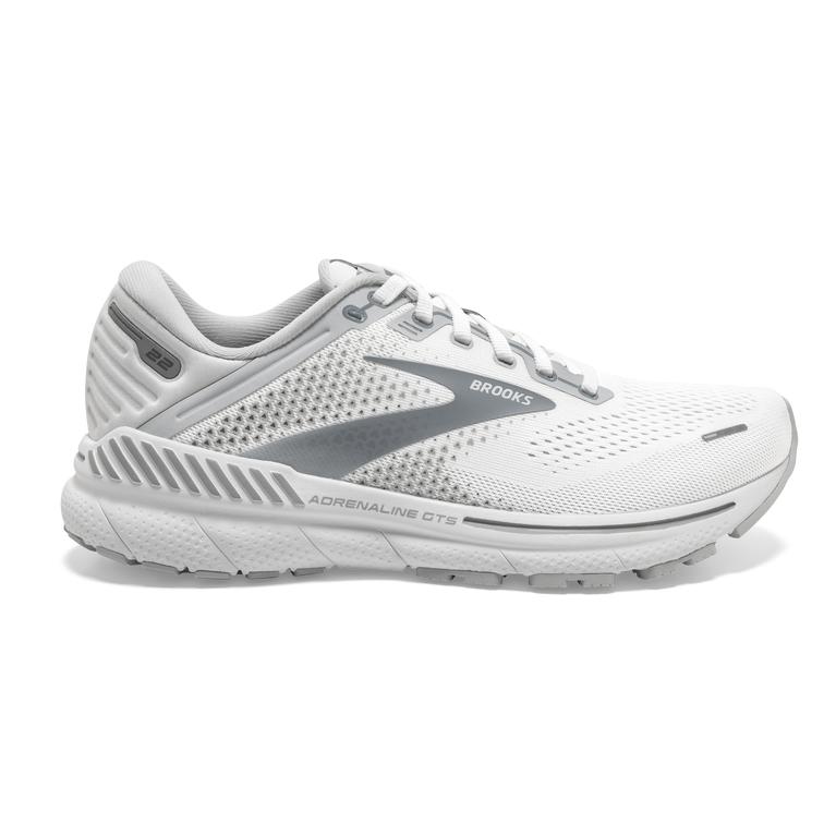 Brooks Adrenaline GTS 22 Supportive Walking Shoes - Women's - White/Oyster/Primer Grey (65891-DMLY)